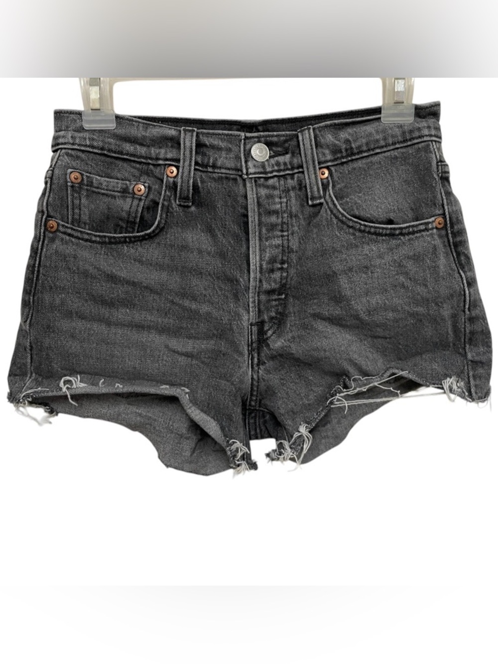 Levi’s 501 button fly cut off shorts black wash